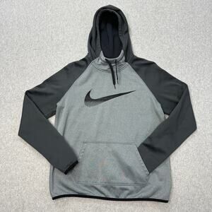 Nike Therma-Fit Hoodie Mens M Pullover Gray Colorblock Microfiber Fleece Stretch